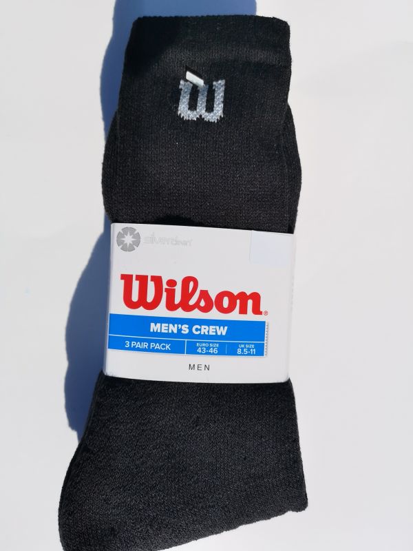 Wilson 3pk Mens Premium Black Crew  UK 6-11 